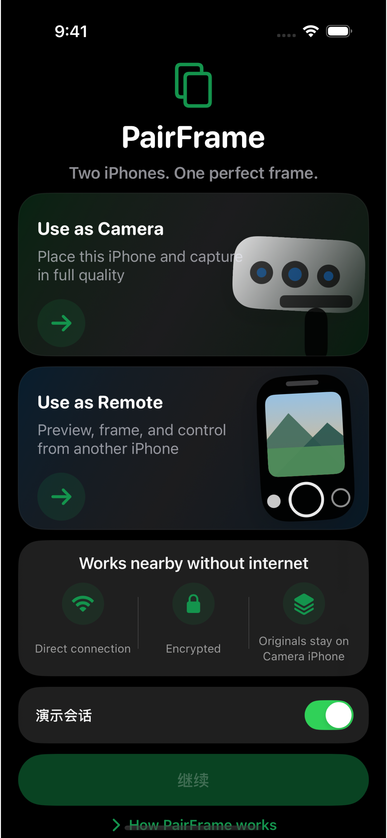 Pair Camera app screen 1